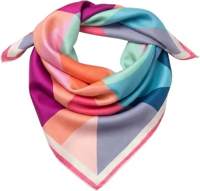 Produktbild von styleBREAKER Damen Nickituch mit Rauten Muster & Colour Blocking | quadratisches Halstuch 70x70 cm | weiches Satin Tuch für Frühling & Sommer