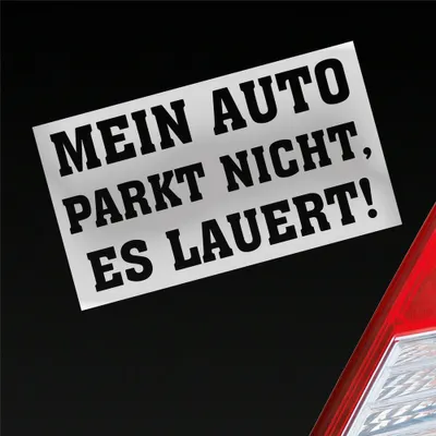 Produktbild von Auto Aufkleber Mein Auto Parkt nicht es Lauert! 12x7 cm Silber Sticker Heckscheibenaufkleber