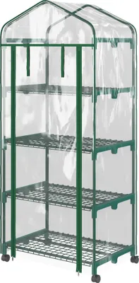 Produktbild von Folien-Gewächshaus,Treibhaus,Mini-Gewächshaus,Pflanzenhaus,Frühbeet,4Regalfächer,69x50x165cm,Transparent