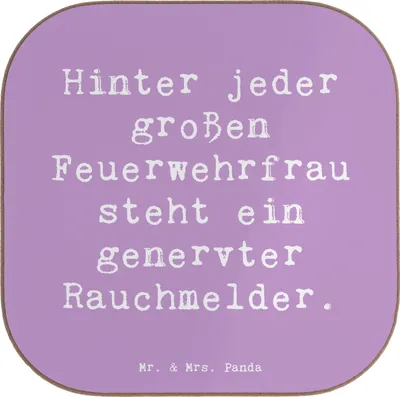 Produktbild von Mr. & Mrs. Panda Untersetzer für Gläser Spruch Feuerwehrfrau Humor - Lavendeltraum - Geschenk, Feuerwehrleben, Tischschoner, Coaster, Berufsprodukte, Berufe, Leben retten