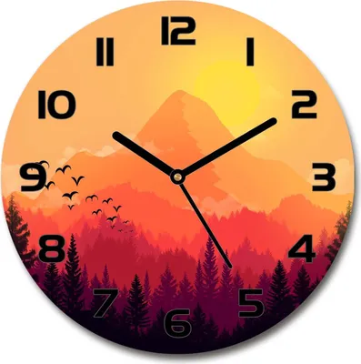 Produktbild von Wanduhr aus Glas 30fi Glasbild Glasuhr Gehärtetes Glas - schwarze-zeiger - Mountain landscape