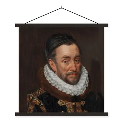 Produktbild von MuchoWow® Textilposter Wilhelm von Oranien - Gemälde von Adriaen Thomasz. 120x120 cm mit schwarzem Rahmen - Aufhängungsset