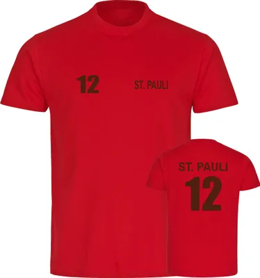 Produktbild von multifanshop Herren T-Shirt - St. Pauli - Trikot Nummer 12, rot, Größe XL