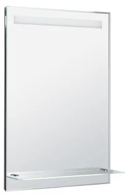 Produktbild von Aqualine Spiegel mit LED-Licht und Ablage 60x80cm, Glasablage, Knopfschalter