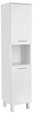 Produktbild von Astor | Badschrank - Badezimmersäule -  Weiß - 35x150x35 Cm - Leises Schließen - Silberne Griffe