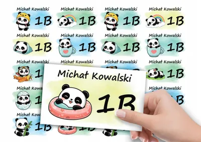 Obrázek produktu pro JMENNÉ SAMOLEPKY NA SEŠIT 20 ks - Zvíře Medvěd PANDA Zvířata