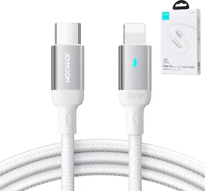 Zdjęcie produktu dla JOYROOM S-CL020A10, 1,2 m, Lightning, USB C, Męska, Męska, Biały