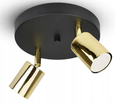 Zdjęcie produktu dla LUXOLAR Lampa sufitowa 2-punktowa regulowana GU10 LED 25W kolor czarny/złoty - Lampa wisząca idealna do salonu, kuchni, jadalni - nowoczesny design