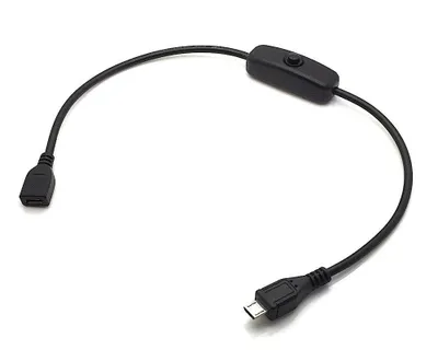 Produktbild von USB 2.0 DC-Kabel mit Schalter Micro B Buchse - Micro B Stecker 0,30m schwarz