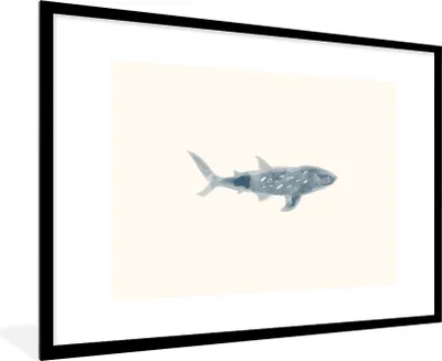Produktbild von MuchoWow® MuchoWow® Gerahmtes Poster Fisch - Meer - Aquarell 90x60 cm - Poster mit zchwarzem Bilderrahmen - Wanddekoration - Fotos
