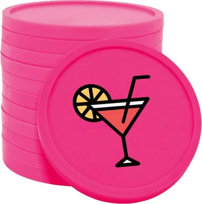 Image de Jetons pour buvette CombiCraft  Ø29 mm cocktail rose fluo - 100 pièces