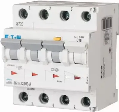 Produktbild von Eaton FI/LS Kombination, 20 A, 300 mA, LS-Charakteristik: C, 3p+N, FI-Charakteristik: A 120681
