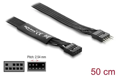 Obrázok produktu pre DeLOCK 86055, Čierna, 1 x 9 pin, 1 x 9 pin, 0,5 m, Samec/Samica, 1 kusov