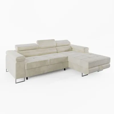 Image de CANAPÉ D'ANGLE VEMO MINI (droite) en velours crème : un confort compact pour le salon