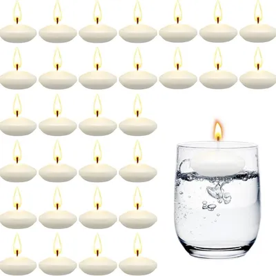 Immagine prodotto di Candele galleggianti - 30 pezzi - Piccole candele profumate - Senza profumo - Compleanno - Matrimonio - Piscina - Spa - San Valentino