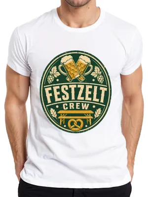 Imagen del producto de Equipo de la carpa de fiestas, , feria popular, cerveza, pretzel, pantalones de cuero, vestido tradicional, camiseta para hombre, blanca, talla L
