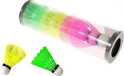 Zdjęcie produktu dla Lotki do badmintona kolorowe w tubie 6szt