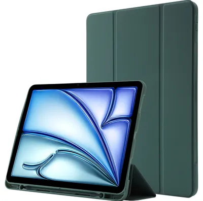 Produktbild von Mobigear Tri-Fold Gel iPad Air 11 Zoll (2025) Hülle TPU,Kunstleder Klapphülle + Stifthalter - Grün