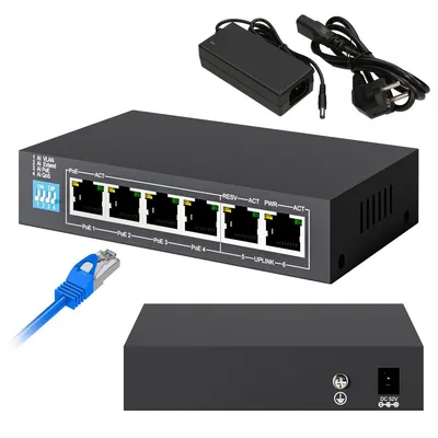 Image de Extralink Switch PoE/PoE+ 4× 100 Mb/s PoE, 2× RJ45 Uplink, 60 W, 250 m