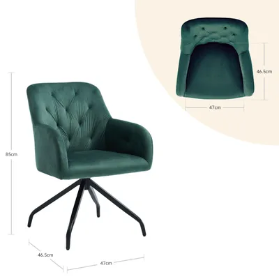 Immagine prodotto di Set di 2 sedie da pranzo – Sedie da cucina verdi con rivestimento imbottito – Stile mid-century