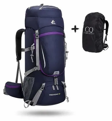 Produktbild von CarryQuest® Wanderrucksack 60L wasserdicht mit Regenhülle Lila