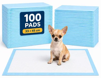 Imagen del producto de Almohadillas absorbentes para el entrenamiento de cachorros, de 33 x 45 cm, paquete de 100 unidades, ideales para el entrenamiento de higiene