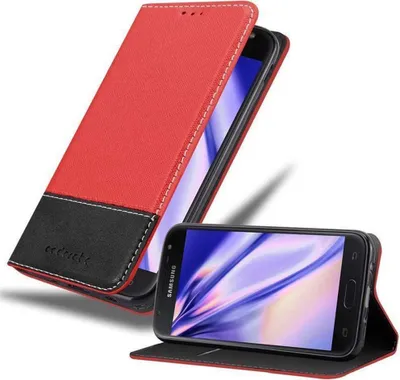 Produktbild von Cadorabo Hülle für Samsung Galaxy J3 2017 Schutzhülle in Rot SHandyhülle Book Case Etui Kunstleder