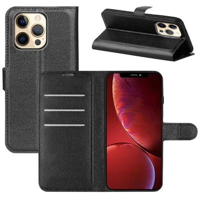 Obrázok produktu pre Pre Apple iPhone 13 Pro mobilný telefón puzdro čierne puzdro umelá koža kryt ochrana puzdro