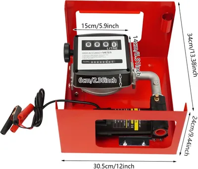 Immagine prodotto di Pompa carburante diesel/kerosene - Pompa di trasferimento elettrica da 12 V - 200 W - 50/45 l/min - Velocità regolabile - Autoadescante - Display - Rosso/Nero