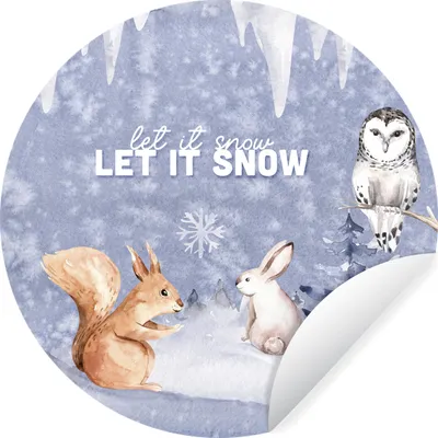 Produktbild von MuchoWow® Runde Wandtattoo - Wandsticker Tapete Aufkleber Winter - Eichhörnchen - Eule - Hase Ø 100 cm Selbstklebend und Repositionierbar - Wandaufkleber - Kreis - Tapetenkreis - Wandbild rund - Schlafzimmerdekoration - Wanddeko - runde Tapete - Kunst für zu Hause