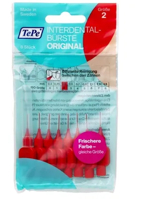 Zdjęcie produktu dla TePe, Szczoteczka międzyzębowa, czerwona, 0,5 mm, 8 sztuk (PRODUKT Z NIEMIEC)