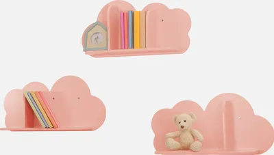 Produktbild von sweeek - 3er-Set Wandregale Wolke für Kinderzimmer - Rosa