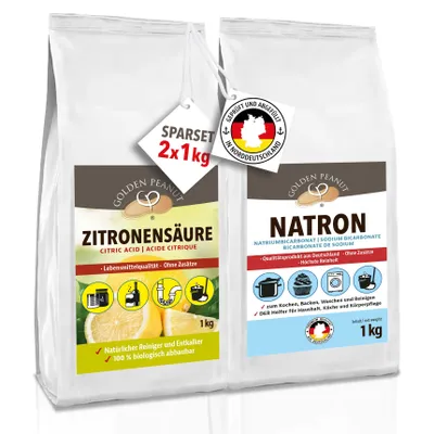 Produktbild von GOLDEN PEANUT Zitronensäure + Natron Kombi-Set Reinigung Backen Küche 2x1kg