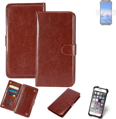 Produktbild von K-S-Trade 360° Hülle kompatibel mit Doogee S61 Pro braun Kunstleder Case BookCase WalletCase Kunstlederederhülle Handyhülle, Rundumschutz Bumper