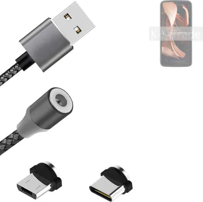 Produktbild von K-S-Trade Hochwertiges Magnet-Lade-kabel Sync-Kabel Daten-Kabel für Motorola Razr 2022 mit USB-Typ-C-Anschluss und Micro-USB-Anschluss 2A bis zu