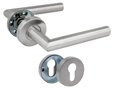 Image de Poignée de porte - Inox - Rosace - 136 x 19 mm