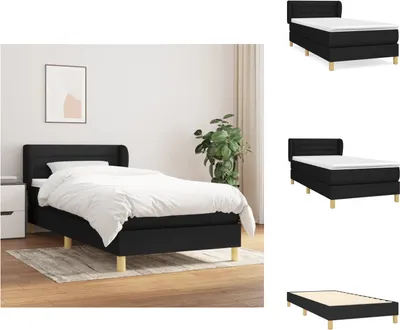 Produktbild von vidaXL Boxspringbett mit Matratze Schwarz 90x200 cm Stoff -  Betten & Bettgestelle