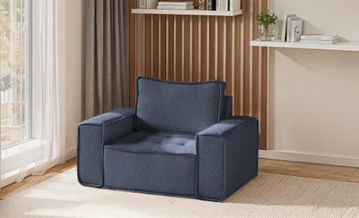 Produktbild von Sessel Designersessel SANDE Stoff Raven Blau