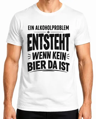 Productafbeelding van Een alcoholprobleem ontstaat wanneer er geen bier is. Statement T-shirt voor heren, wit, maat 3XL