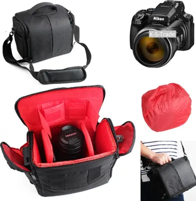 Produktbild von K-S-Trade Kompatibel mit Nikon Coolpix P1000 Kameratasche Fototasche Schultertasche Zubehör Tasche einteilbare Trennwänden für Systemkamera, DSLR