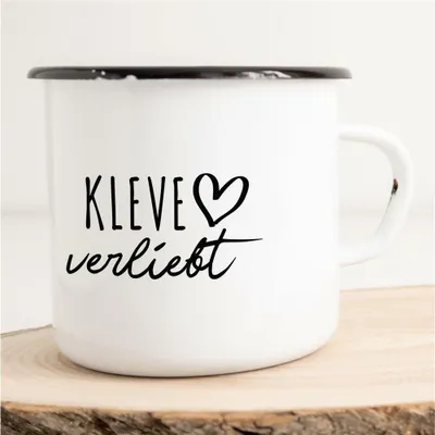 Produktbild von Huuraa Emaille Tasse Kleve  Geschenk Kaffeebecher Vintage 300ml Kleve  Präsent