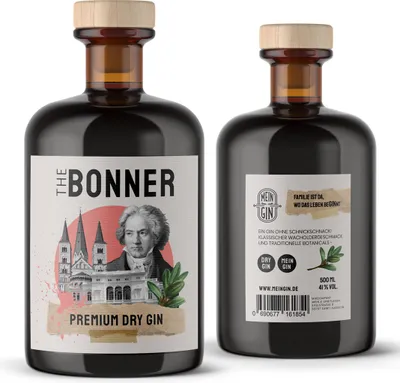 Produktbild von THE CITY GIN’S – Bonner Gin 0,5 l – Premium Dry Gin 41 % Vol – handcrafted Gin mit klassischen Botanicals & modernem City-Design - [Enthält Sulfite]