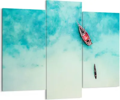 Produktbild von Bild auf Leinwand - Leinwandbild - Insel Boot Schiff Ozean - 130x100cm - Wand Bild - Wanddeko - Leinwanddruck - Bilder - Kunstdruck - Wanddekoration - Leinwand bilder - Wandkunst - CB130x100-2923