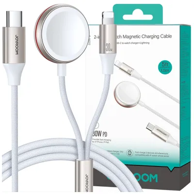Produktbild von JOYROOM Fast Charging Magnetic Charger 2-in-1 Joyroom S-IW012 30W 1.5m (White)