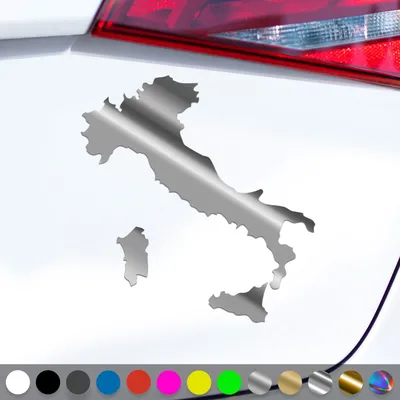 Produktbild von PantherPixel Italien Aufkleber Italy Italia Karte Umriss Sticker Auto Geschenkidee Farbe Chrom-Silber