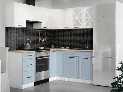 Obrázek produktu pro Rohová kuchyňská linka ASTRID 190x170cm - Bílá + denim