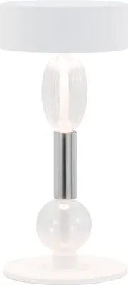 Produktbild von Zafferano Royal Family Wi-Fi - Wiederaufladbare LED-Tischlampe, Touch-Dimmer, 36h Akku, Weiß-Alu, Glas