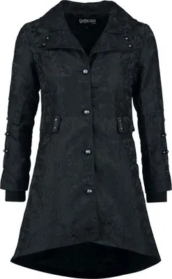 Produktbild von Gothicana by EMP Damen schwarzer Mantel mit Korsett und Nietenkragen XXL