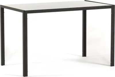 Immagine prodotto di Tavolo rettangolare 120×70 cm con piano in vetro temperato e struttura in acciaio laccato - design compatto, moderno, luminoso ed elegante per cucina, sala da pranzo e soggiorno - ETTORE - Grigio scuro