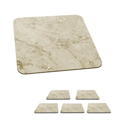 Obrázek produktu pro KitchenYeah® Skleněné podtácky Square Set of 6 Marble - Pattern - Cream 10x10 cm Coasters for Glasses - Drink Coasters - Table Top Protectors - Table Coasters for Cups Table Bar Glass